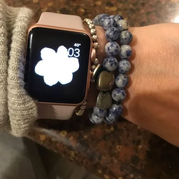 Handmade - Blue Stone Stretch Bracelet - Picture 3 of 5